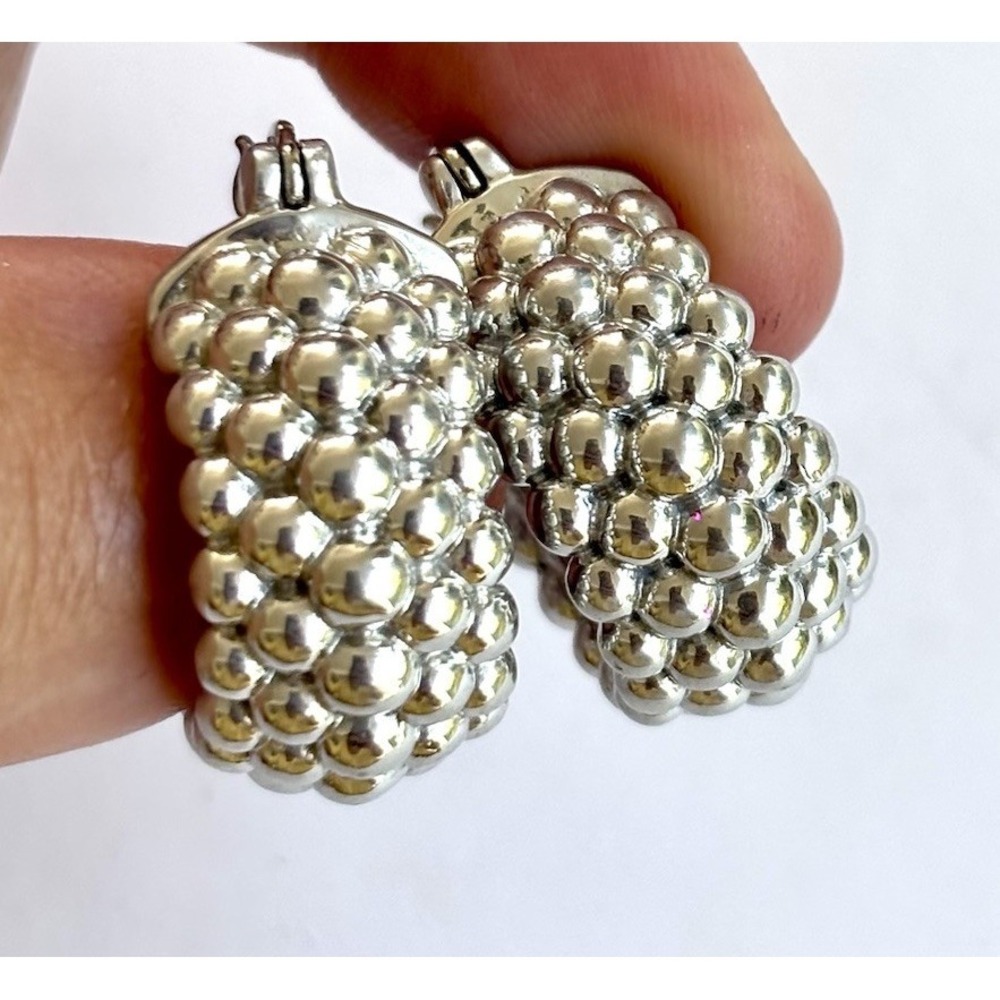 Arthur Court Aluminum Hoop Earrings 1 In‎ Dot Texture Discontinued Jewelry